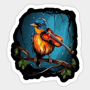 American Robin Playing Violin Sticker